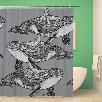 Bathroom Shower Curtain Whales Coloring for Children Meditative Doodling Mandala Pattern Drawing Waterproof Bath Curtain Set
Bathroom Shower Curtain Whales Coloring for Children Meditative Doodling Mandala Pattern Drawing Waterproof Bath Curtain Set