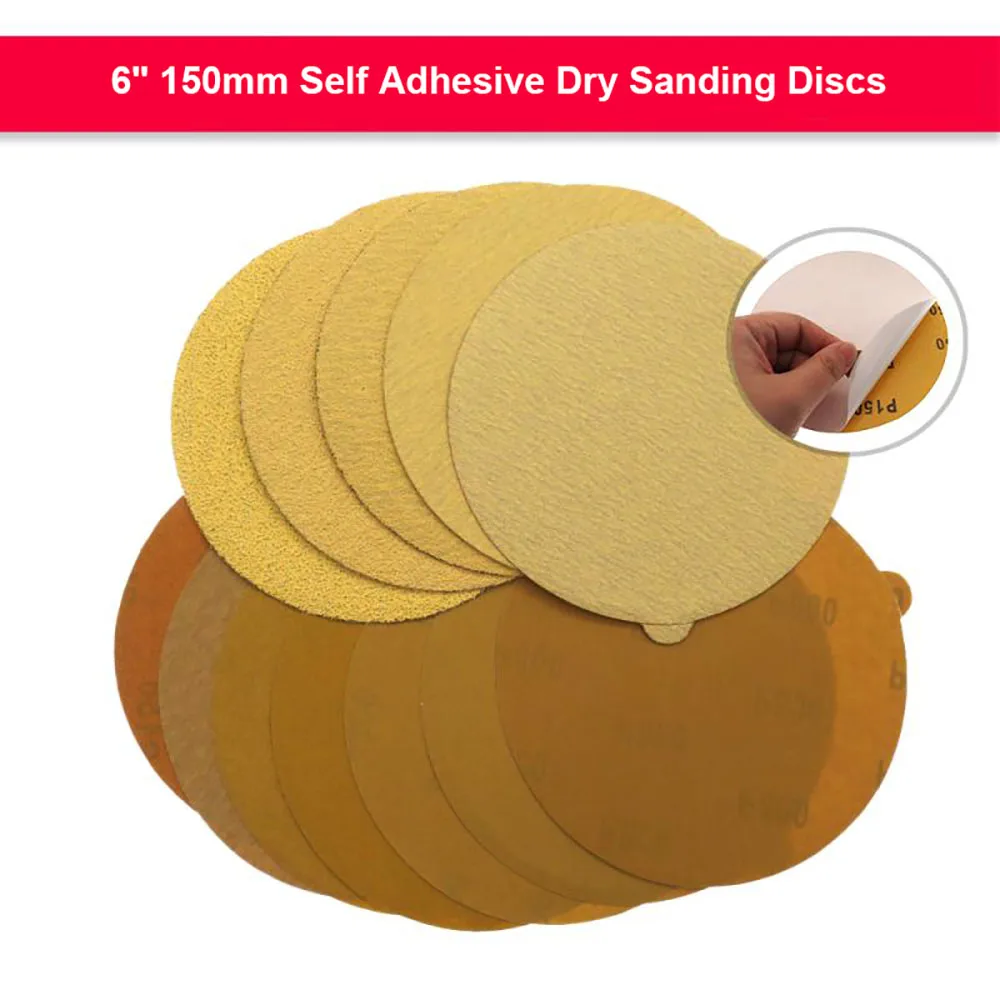 5pcs 6 Inch 150mm Self Adhesive Sanding Discs Yellow Aluminum Oxide Dry Sandpaper Glue-lined Round Backing Pads 40 to 800 Grit
5pcs 6 Inch 150mm Self Adhesive Sanding Discs Yellow Aluminum Oxide Dry Sandpaper Glue-lined Round Backing Pads 40 to 800 Grit