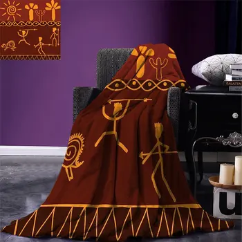 Throw Blanket African Tribe Hunting Scene Wild Animal Casual Old Days Artistic Ethnic Pattern Warm Blanket for Bed Couch Orange
Throw Blanket African Tribe Hunting Scene Wild Animal Casual Old Days Artistic Ethnic Pattern Warm Blanket for Bed Couch Orange