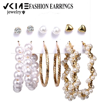 VKME Oversize Earrings Set Pearl Hoop Earrings For Women Gold Twist Earring 2020 Brincos Big Circle Leopard Fashion Jewelry
VKME Oversize Earrings Set Pearl Hoop Earrings For Women Gold Twist Earring 2020 Brincos Big Circle Leopard Fashion Jewelry