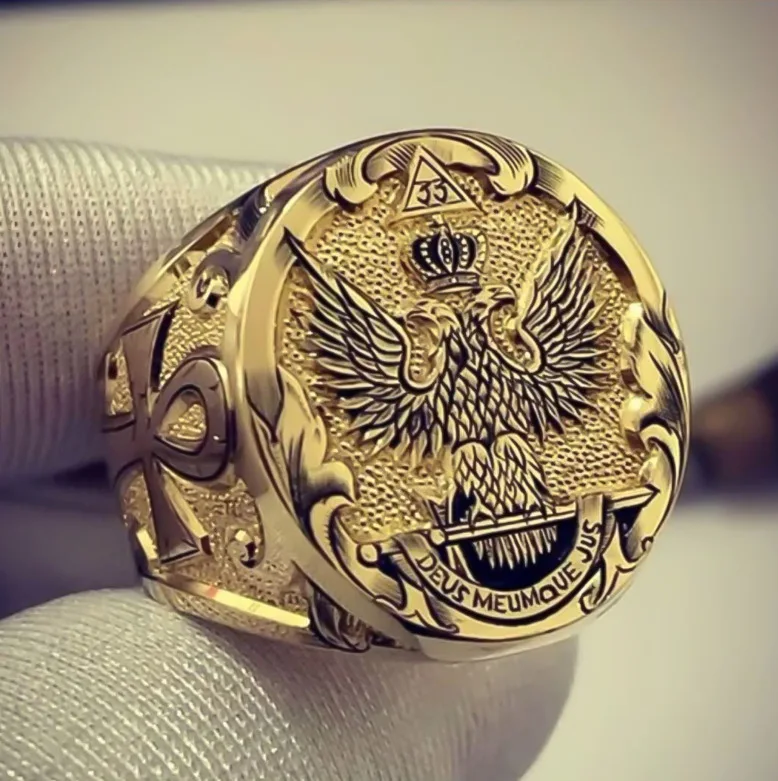 Creative Domineering Double Headed Eagle Crown Seal Rings for Men Cross Pattern Religion Party Jewelry Gift | Украшения и