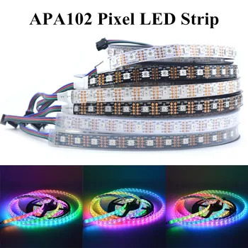 

APA102 SK9822 Smart RGB LED Pixel Strip 1m/5m 30/60/72/96/144 LEDs Pixels/m IP30/IP65/IP67 DC5V APA102C 5050 RGB LED Strip Light