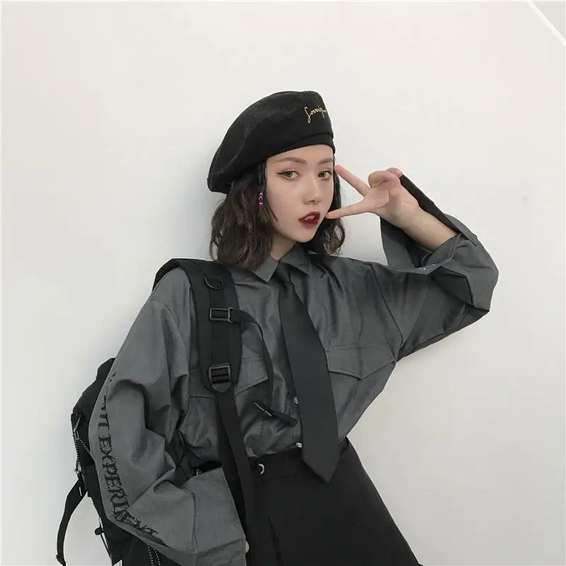 Ins Harajuku Style Loose Bf Tooling Casual Shirt Female 2019 New Spring Han Student Womens Tops and Blouses Letter Streetwear
Ins Harajuku Style Loose Bf Tooling Casual Shirt Female 2019 New Spring Han Student Womens Tops and Blouses Letter Streetwear