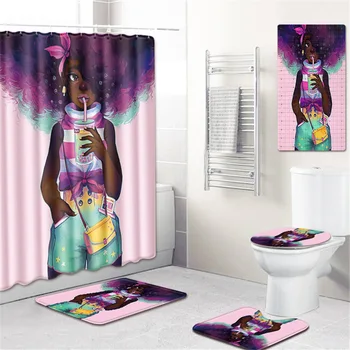 Explosion Women's Bathroom Shower Curtain Mat Toilet Cover Mat Waterproof Bath Mat Five-Piece Carpet
Explosion Women's Bathroom Shower Curtain Mat Toilet Cover Mat Waterproof Bath Mat Five-Piece Carpet