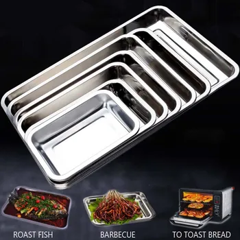 Stainless Steel Storage Trays Thick Pans Rectangular Multi-function Cafeteria Tray Barbecue Deep Rice Dishes Plate
Stainless Steel Storage Trays Thick Pans Rectangular Multi-function Cafeteria Tray Barbecue Deep Rice Dishes Plate