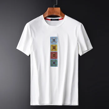 Mercerized Cotton Luxury Printed Round Collar Men T-shirts Plus Size 4xl Slim Fit Summer Mens Tee
Mercerized Cotton Luxury Printed Round Collar Men T-shirts Plus Size 4xl Slim Fit Summer Mens Tee