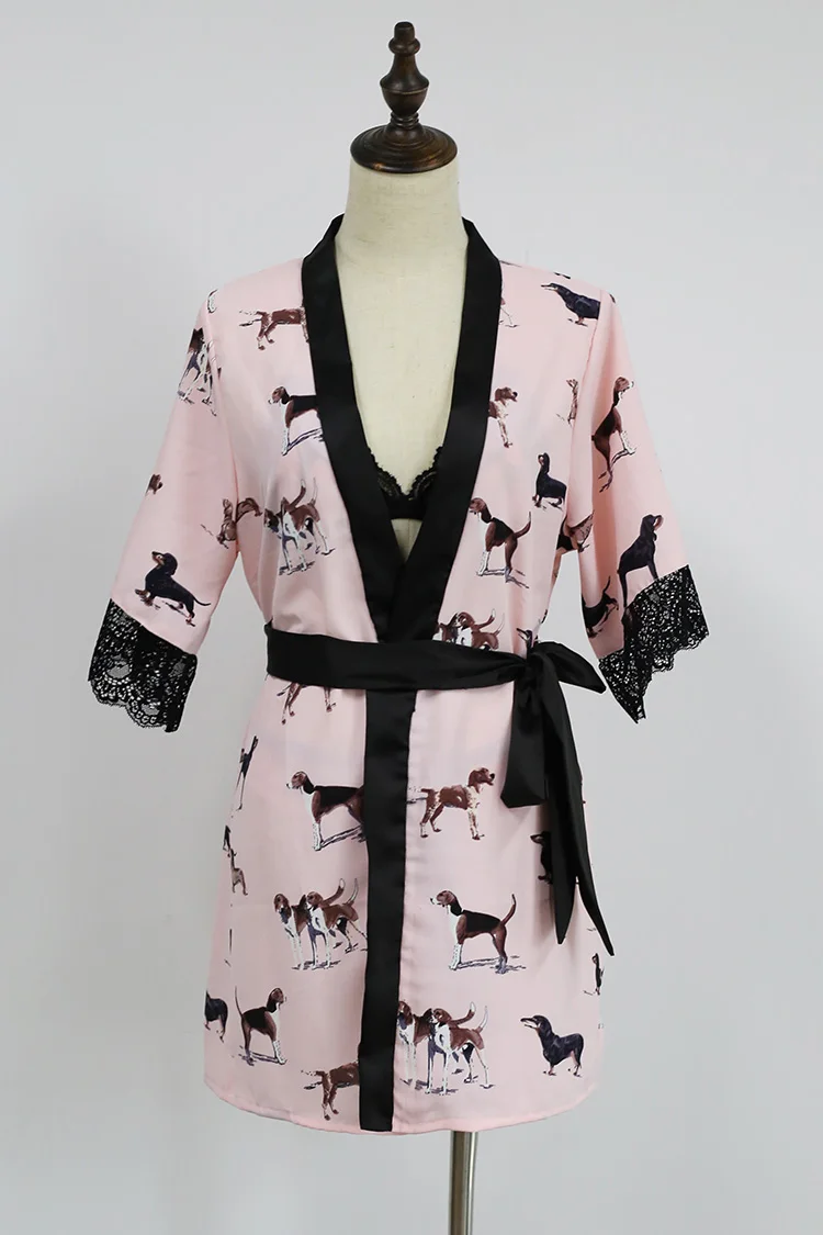 Waliicorners Cute dog female nightgown underwear set pink animal sexy lace bathrobe home service sleepwear women robe nightdress Lingerie set 8 H42c69461766b44c3839d0b8d0a5ffec1z