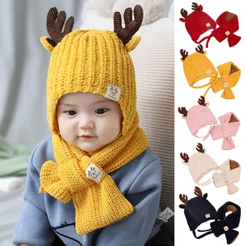 Knitted Toddler Girls Boys Warm Crochet Cartoon Hat Scarf Sets Winter Infant Baby Antlers Beanie Caps Scarf Kids Christmas Hats
Knitted Toddler Girls Boys Warm Crochet Cartoon Hat Scarf Sets Winter Infant Baby Antlers Beanie Caps Scarf Kids Christmas Hats