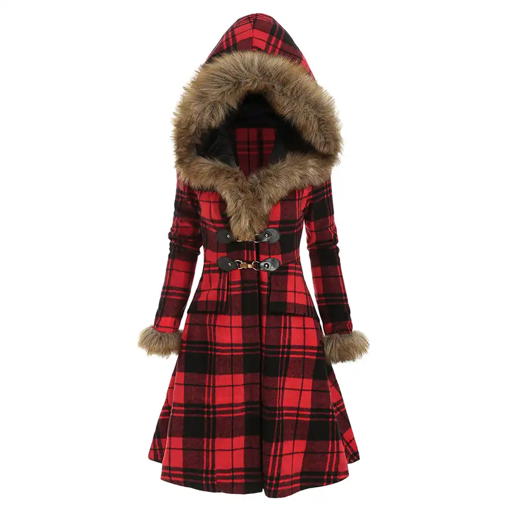 women's plaid coat with hood