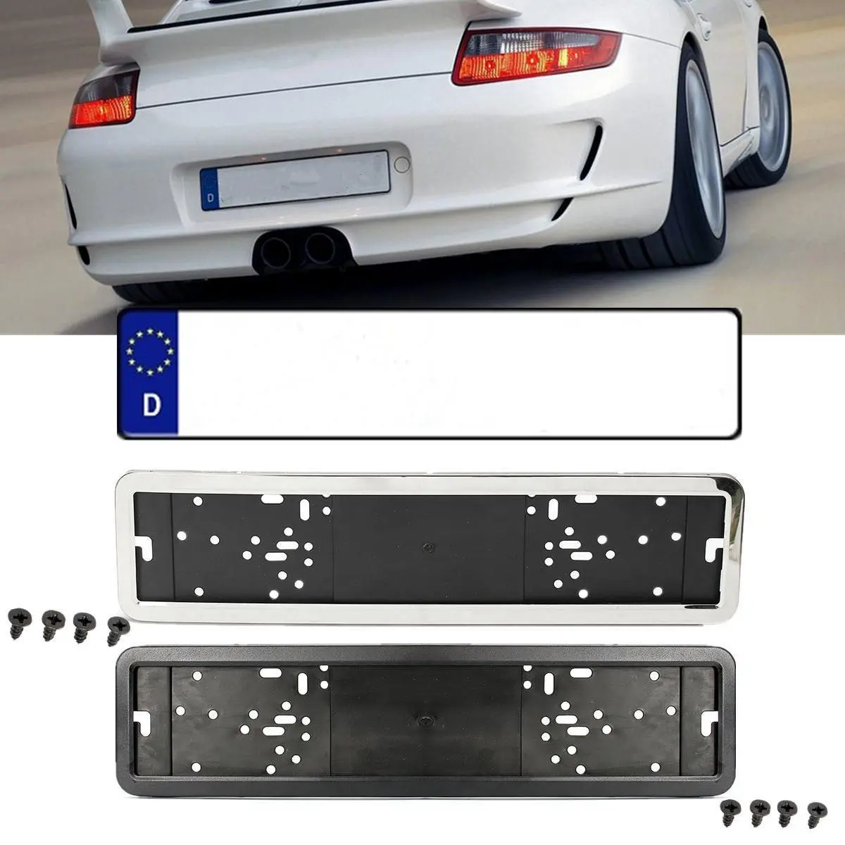 1 Set Stainless Steel European German Russian 8K Car License Plate Frame Number plate Holder
1 Set Stainless Steel European German Russian 8K Car License Plate Frame Number plate Holder