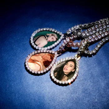 Hip Hop AAA CZ Stone Paved Bling Iced Out Water Drop Photo Frame Memory Medallions Pendant Necklace for Women Men Charm Jewelry
Hip Hop AAA CZ Stone Paved Bling Iced Out Water Drop Photo Frame Memory Medallions Pendant Necklace for Women Men Charm Jewelry