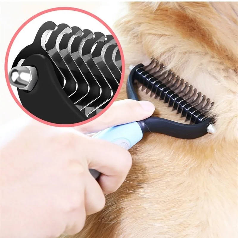 

Hair Removal Comb For Dogs Cat Detangler Fur Trimming Dematting Deshedding Brush Grooming Tool For matted Long Hair Curly Pet