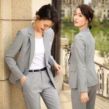 Women's suit 2019 autumn new fashion temperament casual striped single button small suit trousers two-piece suit set
Women's suit 2019 autumn new fashion temperament casual striped single button small suit trousers two-piece suit set