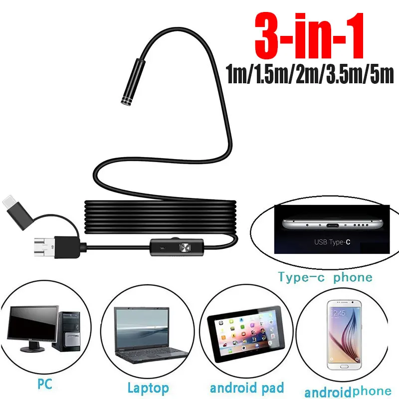 For Android 8MM Endoscope Camera 3 in 1 waterproof computer endoscope 300,000 pixels 1/1.5/2/3.5m Handheld endoscope
For Android 8MM Endoscope Camera 3 in 1 waterproof computer endoscope 300,000 pixels 1/1.5/2/3.5m Handheld endoscope