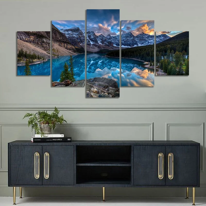 5 Pieces Canvas Painting Moraine Lake and Mountain Range Rocky Mountains HD Print Wall Art for Living Room Decor-Unframed
5 Pieces Canvas Painting Moraine Lake and Mountain Range Rocky Mountains HD Print Wall Art for Living Room Decor-Unframed