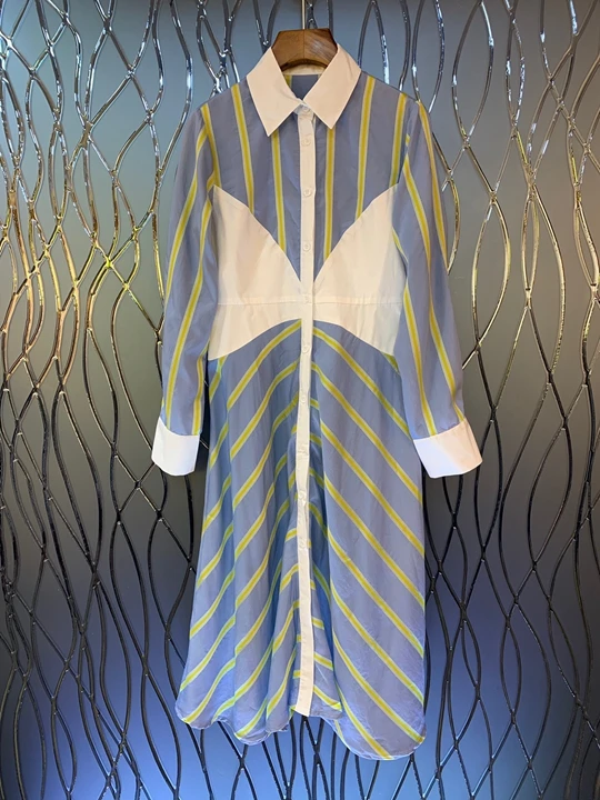 2019 Early Autumn New Woman Colour Turn-lapel Stripe Decorated Long Sleeve Dress 812
2019 Early Autumn New Woman Colour Turn-lapel Stripe Decorated Long Sleeve Dress 812