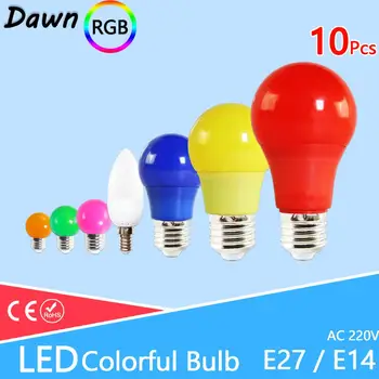 

10pcs Led Bulb Led candle Light E27 E14 3W 5W 7W LED Lamp RGB A60 A50 G45 C35 Colorful SMD 2835 AC 220V 240V led Flashlight Bulb