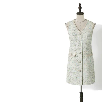 2020 Summer Women sweet Tweed Mini Dresses V-neck Sleeveless Elegant Celebrity single breasted tank Dress y617
2020 Summer Women sweet Tweed Mini Dresses V-neck Sleeveless Elegant Celebrity single breasted tank Dress y617