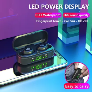 TWS Bluetooth 5.0 Earphones 2200mAh Charging Box Wireless Headphone 9D Stereo Sports Waterproof Earbuds Headsets With Microphone
TWS Bluetooth 5.0 Earphones 2200mAh Charging Box Wireless Headphone 9D Stereo Sports Waterproof Earbuds Headsets With Microphone