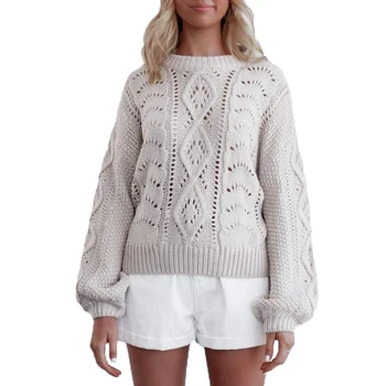 New fall 2019 casual knitted sweater women long sleeve womens clothing hollow pullovers women tops 
New fall 2019 casual knitted sweater women long sleeve womens clothing hollow pullovers women tops