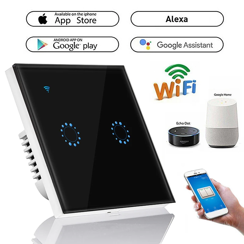 EU Standard 2 Gang Smart Switch Panel WiFi Smart Touch Switch Work With Alexa Google Home App Remote Control Wall Light Switch
EU Standard 2 Gang Smart Switch Panel WiFi Smart Touch Switch Work With Alexa Google Home App Remote Control Wall Light Switch