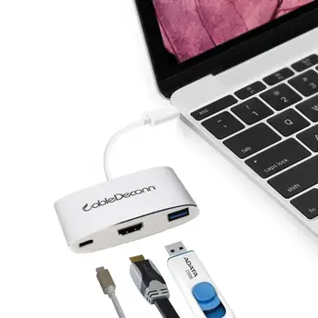 USB 3.1 Type-C data cable to HDMI+USB HUB+ type C charging notebook converter for HDTV Comeputer Monitor
USB 3.1 Type-C data cable to HDMI+USB HUB+ type C charging notebook converter for HDTV Comeputer Monitor