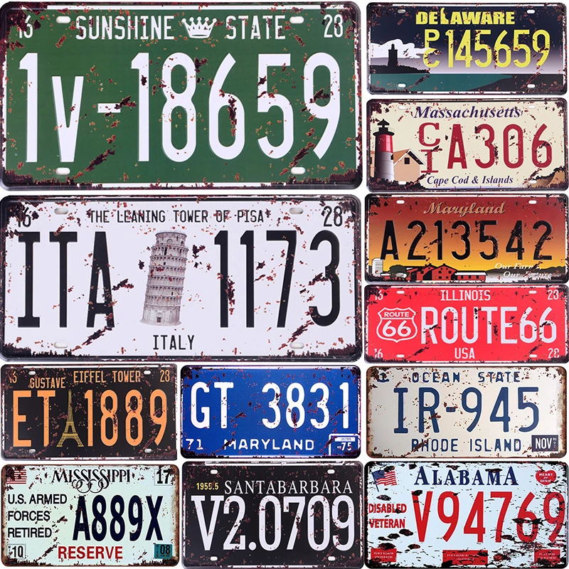 Vintage US Car License Plate Sign Metal Tin Signs Bar Pub Cafe Garage Wall Stickers Pin Up Metal Poster Tinplate Plaques Decor
Vintage US Car License Plate Sign Metal Tin Signs Bar Pub Cafe Garage Wall Stickers Pin Up Metal Poster Tinplate Plaques Decor