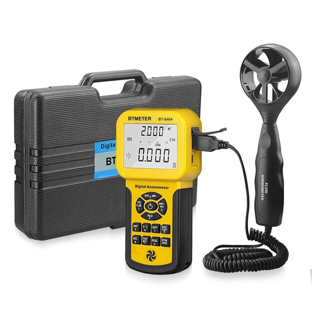BTMETER 846A Digital Anemometer Pro HVAC Measuring Wind Speed/Flow/Temperature CFM Air Flow Velocity Meter with Back Light
BTMETER 846A Digital Anemometer Pro HVAC Measuring Wind Speed/Flow/Temperature CFM Air Flow Velocity Meter with Back Light