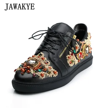 Luxurious Jeweled Men Casual Shoes Handmade String Bead Real Leather Flat Shoes Cozy Black Lace Up Banquet Wedding Shoes for Men
Luxurious Jeweled Men Casual Shoes Handmade String Bead Real Leather Flat Shoes Cozy Black Lace Up Banquet Wedding Shoes for Men