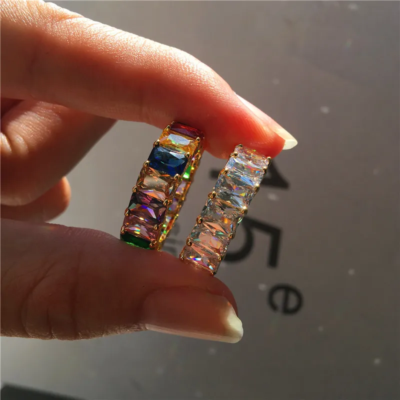 Luxury Female Square Rainbow Zircon Ring Charm Love Wedding Engagement Ring High Quality Silver Gold Finger Rings For Women
Luxury Female Square Rainbow Zircon Ring Charm Love Wedding Engagement Ring High Quality Silver Gold Finger Rings For Women