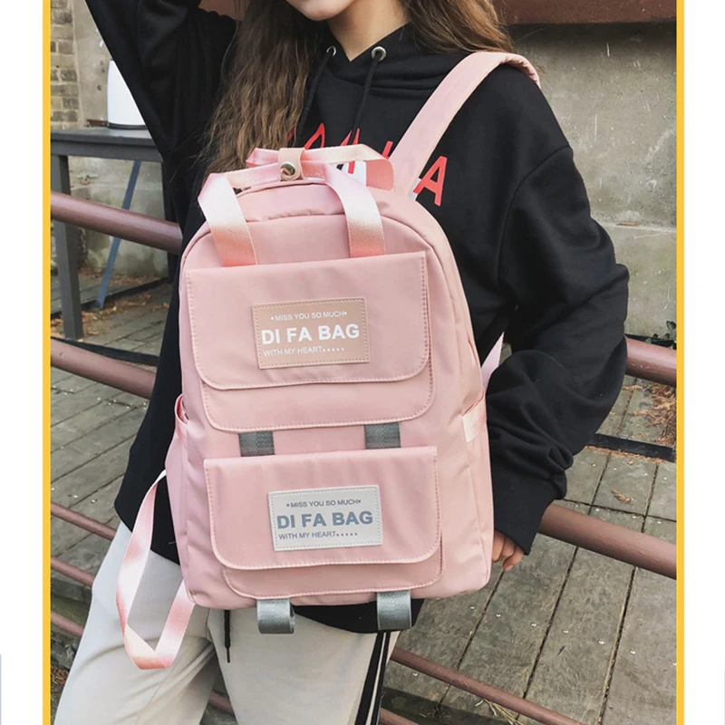 Large Waterproof Nylon Pink Women Backpack Girls for Teenage School Bags Portable Bagpack College Wind Casual Daily Daypack
Large Waterproof Nylon Pink Women Backpack Girls for Teenage School Bags Portable Bagpack College Wind Casual Daily Daypack