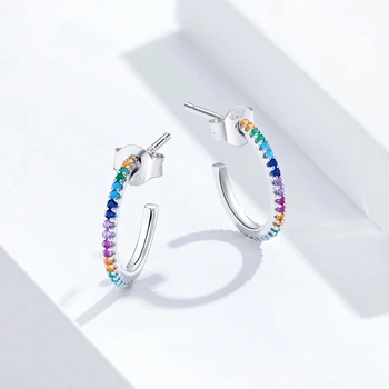 BISAER Hot Sale Rainbow Stud Earrings 925 Sterling Silver Heart Infinite Love Colorful Zircon Earrings For Women Luxury Jewelry
BISAER Hot Sale Rainbow Stud Earrings 925 Sterling Silver Heart Infinite Love Colorful Zircon Earrings For Women Luxury Jewelry