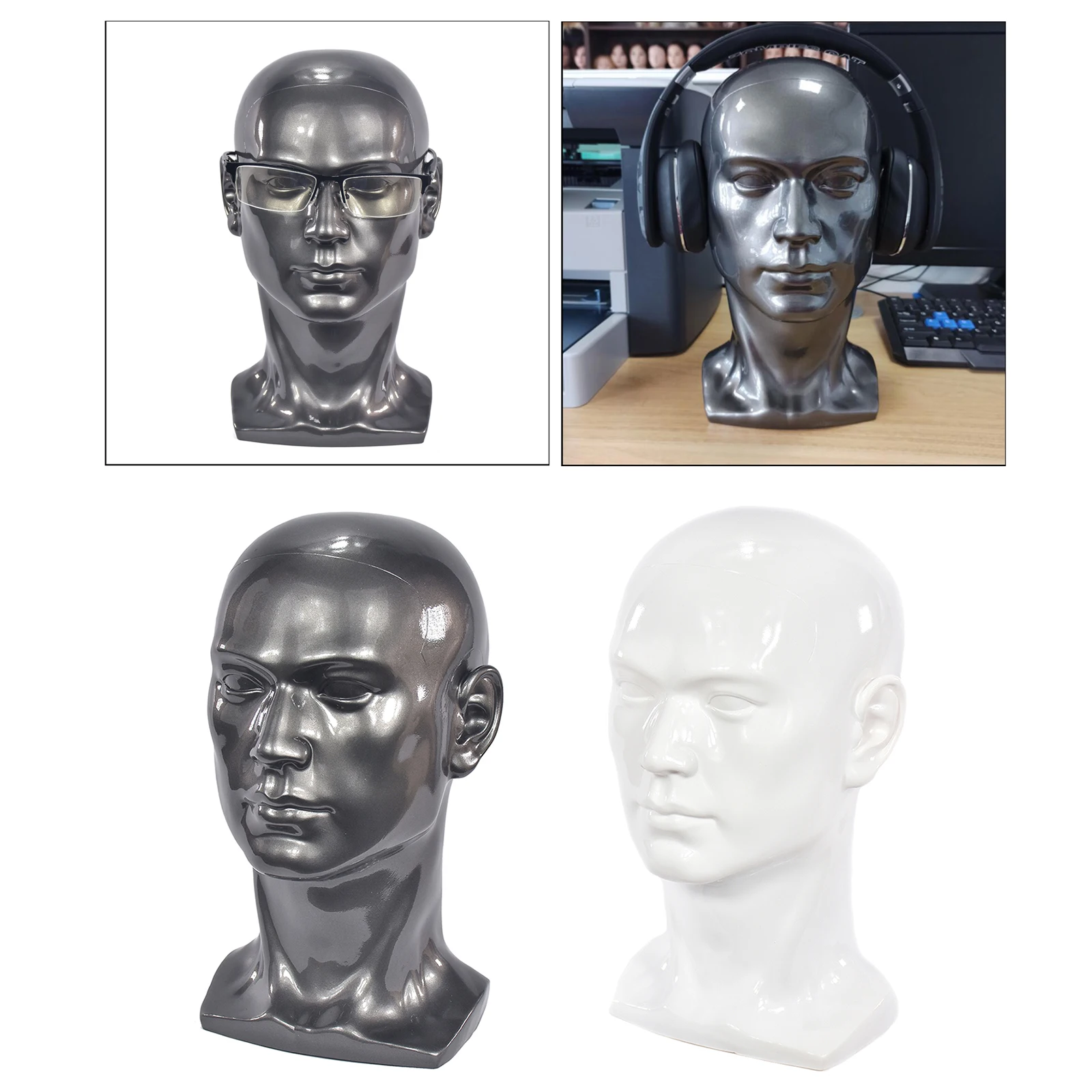 PVC Male Mannequin Head Realistic Man Dummy Wig Mannequin for Hat Sunglass Headset Display Stand Manikin Head Model PVC Male Mannequin Head Realistic Man Dummy Wig Mannequin for Hat Sunglass Headset Display Stand Manikin Head Model