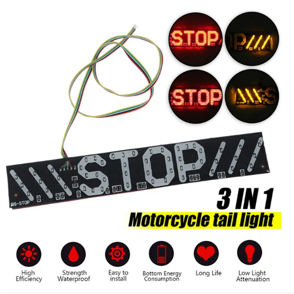 3 in 1 Universal LED Motorcycle Stripe Stop Lamp Turning Left/right Waterproof Rear Tail Turn Signal light stripe License Plate
3 in 1 Universal LED Motorcycle Stripe Stop Lamp Turning Left/right Waterproof Rear Tail Turn Signal light stripe License Plate