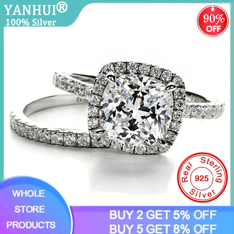 YANHUI Natural 925 Sterling Silver Wedding Rings Set Stackable 2 in 1 Band Rings For Women Engagement Bridal Fine Jewelry Gift
YANHUI Natural 925 Sterling Silver Wedding Rings Set Stackable 2 in 1 Band Rings For Women Engagement Bridal Fine Jewelry Gift