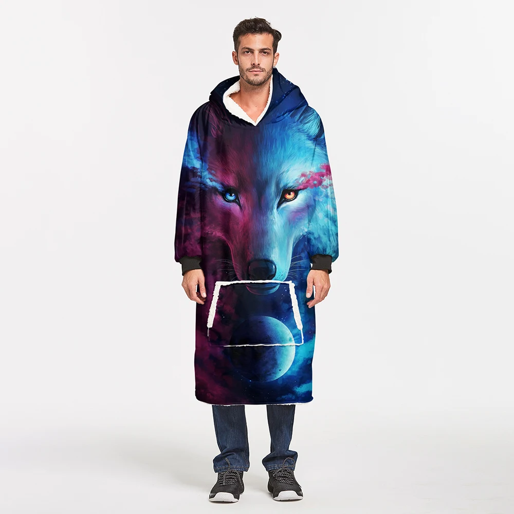 Bat Blanket Hoodie Sweatshirt Oversize Wolf Lion Animal Pattern Couples Teen Girls Warm Soft Lazy Robes TV Blanket Hoodie Top
Bat Blanket Hoodie Sweatshirt Oversize Wolf Lion Animal Pattern Couples Teen Girls Warm Soft Lazy Robes TV Blanket Hoodie Top