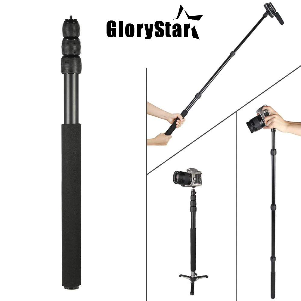 

Protable Extendable Mini 2in1 Camera Monopod Zoom Microphone Boom Pole Compact Lightweight Padded Handle Twist Lock 3 Sections