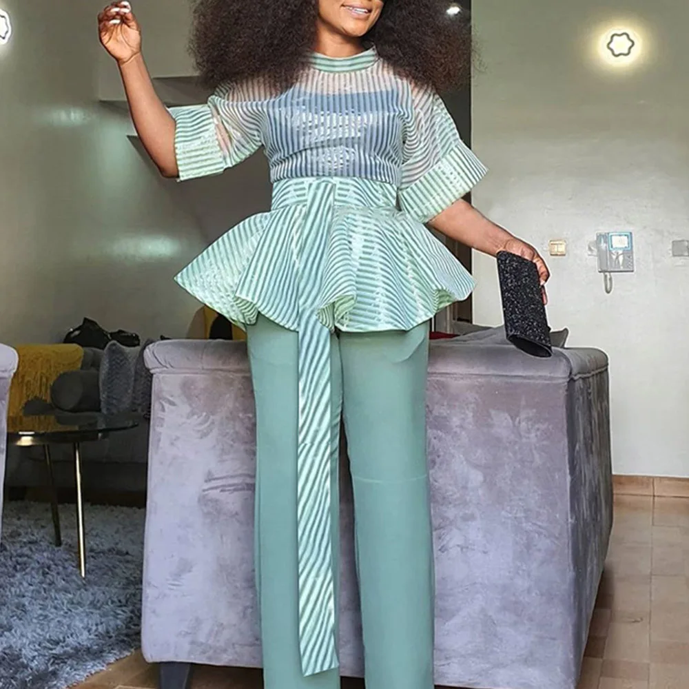 Sheer Striped Top Mesh Summer Women Blouse Elegant Office Lady Plus Size Casual Tunic Peplum Ruffle Transparent Sexy Shirt 2021
Sheer Striped Top Mesh Summer Women Blouse Elegant Office Lady Plus Size Casual Tunic Peplum Ruffle Transparent Sexy Shirt 2021