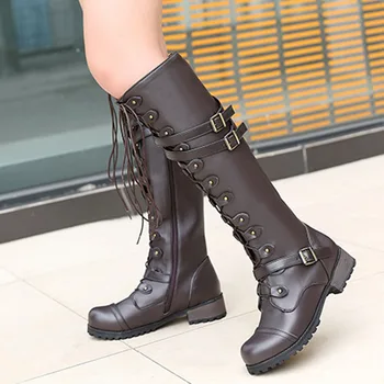 Women Winter Boots Martin Buckle Black Brown Knee High Boots Ladies Fashion Leather Lace Up Women Warm Long Shoes Botas VT1383
Women Winter Boots Martin Buckle Black Brown Knee High Boots Ladies Fashion Leather Lace Up Women Warm Long Shoes Botas VT1383