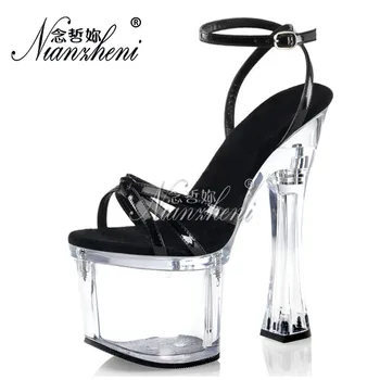 Narrow band Roman Patent leather Thick platform 18cm Super High heeled shoes 7 inches Open Toe Big Size Women Sandals Spool heel
Narrow band Roman Patent leather Thick platform 18cm Super High heeled shoes 7 inches Open Toe Big Size Women Sandals Spool heel