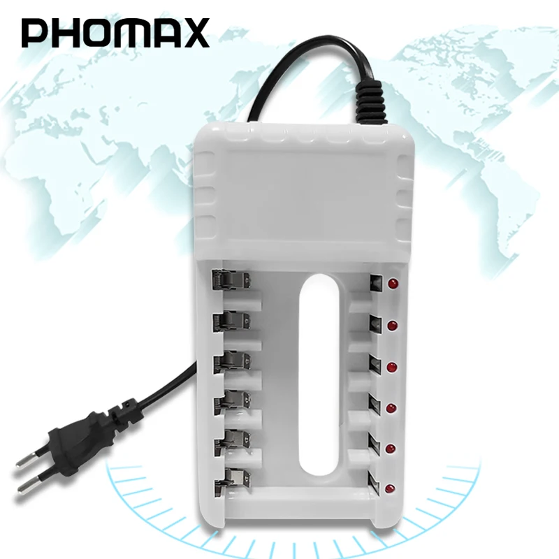 PHOMAX N601W 2.4V EU With cable batteris charger 6-slot LED display smart Ni-MH / Ni-Cd AA AAA rechargeable battery fast charger
PHOMAX N601W 2.4V EU With cable batteris charger 6-slot LED display smart Ni-MH / Ni-Cd AA AAA rechargeable battery fast charger