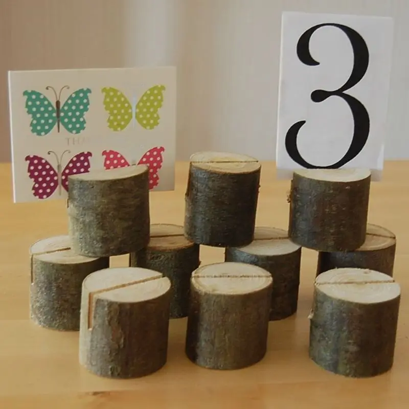 10pcs Rustic Wooden Stump Place Card Holder Number Name Menu Table Stand Picture Photo Clip Wedding Party Supplies
10pcs Rustic Wooden Stump Place Card Holder Number Name Menu Table Stand Picture Photo Clip Wedding Party Supplies