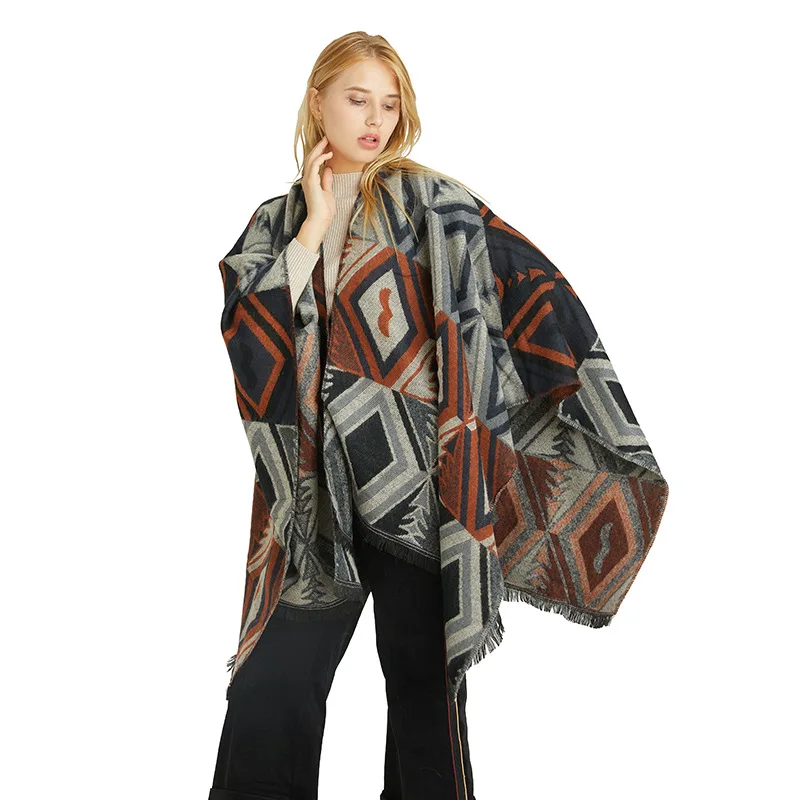 Geometric diamond thickened imitation cashmere autumn and winter cloak burst national wind travel air conditioning room dual-use
Geometric diamond thickened imitation cashmere autumn and winter cloak burst national wind travel air conditioning room dual-use