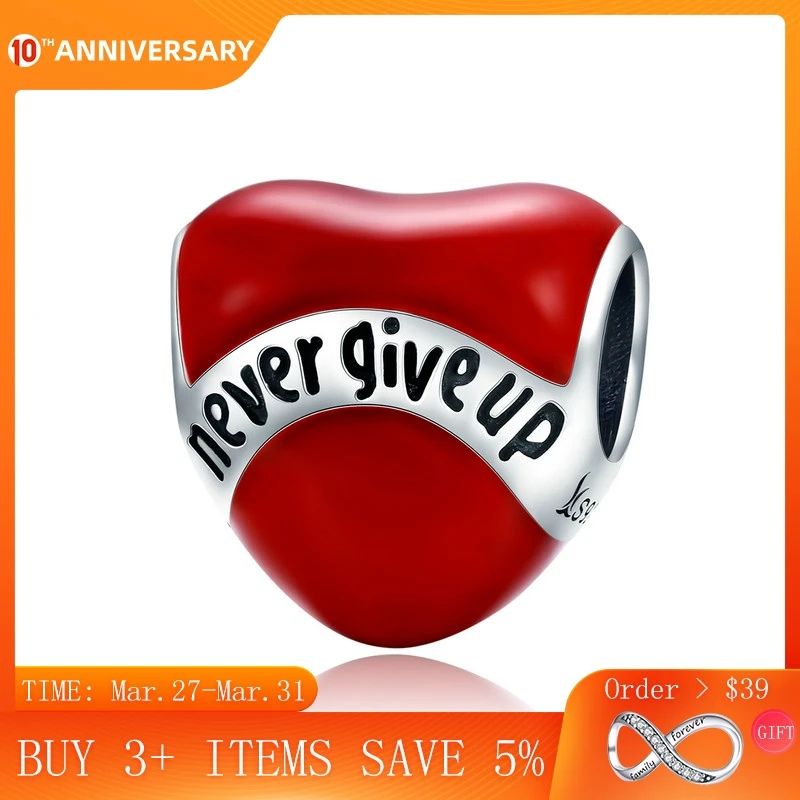 CodeMonkey Genuine 925 Sterling Silver Red Enamel Beads Never Give Up Heart Charm fit Women Bracelet & Necklaces DIY Jewelry 808
CodeMonkey Genuine 925 Sterling Silver Red Enamel Beads Never Give Up Heart Charm fit Women Bracelet & Necklaces DIY Jewelry 808