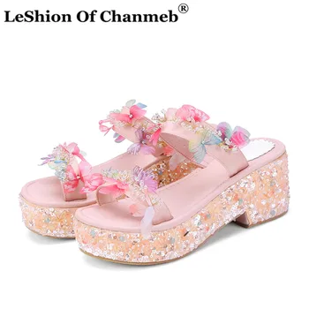 Sweet Flowers Slippers Women Gothic Shoes Woman Chunky Heels Platform Slippers Ladies Outdoor Sequined Summer Sandals Flip Flops
Sweet Flowers Slippers Women Gothic Shoes Woman Chunky Heels Platform Slippers Ladies Outdoor Sequined Summer Sandals Flip Flops