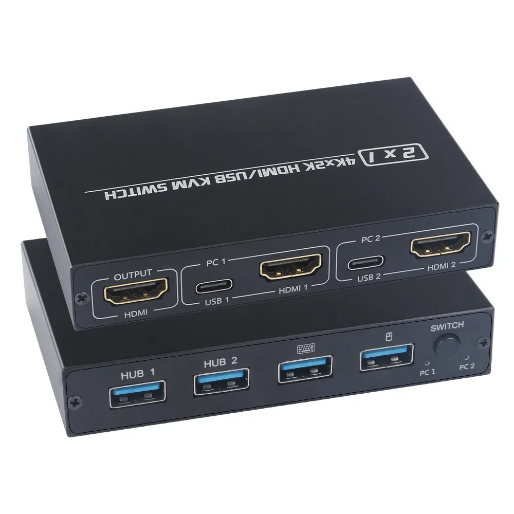 2-портовый HDMI-совместимый USB KVM 4K переключатель сплиттер для совместного монитора