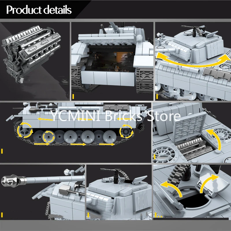 Конструктор Lego 990 шт. военная пантера 121 технический город WW2 танк солдат оружие