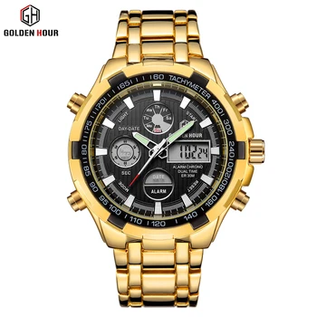 GOLDENHOUR Fashion Brand Luxury Men Watches Stainless Steel Wristwatch Dual Display Waterproof Male Clock Relojes Para Hombre
GOLDENHOUR Fashion Brand Luxury Men Watches Stainless Steel Wristwatch Dual Display Waterproof Male Clock Relojes Para Hombre