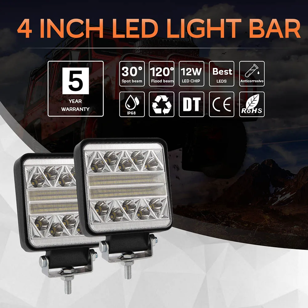 2PCS LED Work Light Offroad Fog Light Truck Driving Light 4 Inch 12V 24V 102W-117W Boat Light
2PCS LED Work Light Offroad Fog Light Truck Driving Light 4 Inch 12V 24V 102W-117W Boat Light