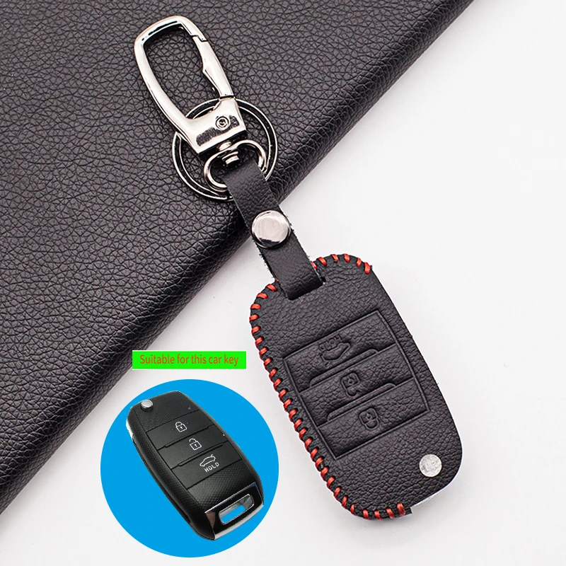Hot sale leather key case for Kia K3 K4 QL 2015-2018 Sorento RIO K5 Sportage R 2017 2018 3 buttons folding remote control | Автомобили и